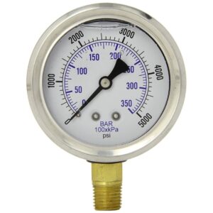 Pressure Gauge, Bottom Mount, 0-5,000 PSI